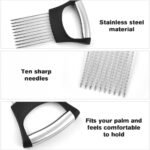 Stainless Steel Onion Slice Holder, 2025 Upgraded Vegetable Slicer Cutter, Multifunctional Lemon Tomato Potato Meat Chopper Slicing Assistant Kitchen Tool (3) - Image 3