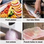 Stainless Steel Onion Slice Holder, 2025 Upgraded Vegetable Slicer Cutter, Multifunctional Lemon Tomato Potato Meat Chopper Slicing Assistant Kitchen Tool (3) - Image 4