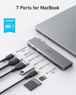 Anker USB C Hub for MacBook, 7-in-2 with 4K@60Hz HDMI, Compatible with Thunderbolt 4, 1 Type C and 2 USB A Data Ports for MacBookPro 13 Inch, MacBookAir M1 / M2, and More - Image 3