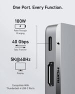 Anker USB C Hub for MacBook, 7-in-2 with 4K@60Hz HDMI, Compatible with Thunderbolt 4, 1 Type C and 2 USB A Data Ports for MacBookPro 13 Inch, MacBookAir M1 / M2, and More - Image 4