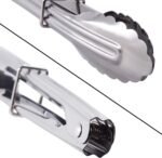 Mini Stainless Steel Food Tongs with Silding Rings 7-Inch - Set of 6 - Small Clam Shell Service Tongs for Serving Appetizers, Desserts, Salads, Barbecue and Cooking (Silver) - Image 4