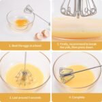 KSENDALO SUS304 Stainless Steel Whisk & Beater Set - Manual & Automatic Handheld Easy Semi-Auto Mixer for Cooking - 12 & 14inch Frother Spinner, Mixer & Stirrer for Eggs, Hand, and Milk - Image 5