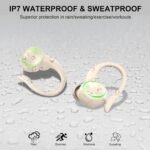 Wireless Earbuds, Bluetooth Headphones Sports, Bass Fitness Earphones Gym Running, IP7 Waterproof Headset with Earhook Workout, Playback Over-Ear Buds with ENC Noise Cancelling Mic - Image 5