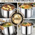P&P CHEF 24 QT Stock Pot with Lid, Stainless Steel Large Cooking Pot, Soup Canning Stockpot for Stewing Simmering, Tri-ply Bottom for All Stoves, Heavy-Duty &Dishwasher Safe & Food-Grade - Image 5