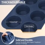 Jumbo Silicone Muffin Pan with Metal Frame, Non Stick Silicone Cupcake Pan with Handles 6 Cup, BPA Free Silicon Muffin Tin Tray Extra Large for baking, egg bites, Cupcake Mold Grey - Image 4