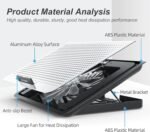 ICE COOREL Aluminum Laptop Cooling Pad, Laptop Cooler Stand with 7 Height Adjustable, Laptop Fan Cooling Pad for Laptop 12-15.6 Inch, Notebook Cooler Pad with Two USB Port (Silver) - Image 4