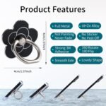 4pcs Cell Phone Ring Stand,Cell Phone Ring Holder Flower,360 Rotate and 180°Angle Adjustable Metal Finger Ring Socket Grip Kickstand for Smartphones - Image 3