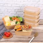 22OZ Disposable Kraft paper bowls with lids, Rectangle Food containers Soup Bowls Party Supplies Treat Bowls 50 PACK - Image 4