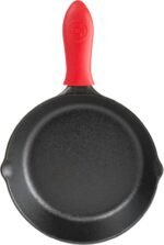 Lodge Cast Iron Skillet with Red Mini Silicone Hot Handle Holder, 8-inch - Image 3