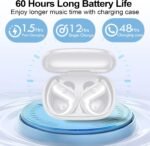 xiwxi Wireless Earbuds Bluetooth Headphones,Over Ear Buds for Sport with Deep Bass Sound,60Hrs Playtime Earphones Designed Comfort Fit with Earhooks for Running,Meeting,Workout-White - Image 3