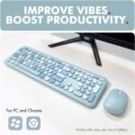 X9 Cute Keyboard and Mouse Combo - Transform Your Space with a Colorful Blue Wireless Keyboard and Mouse Retro Set (110 Keys and 18 Shortcuts) - Aesthetic Keyboard for PC Computer, Laptop - Image 3