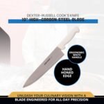Dexter-Russell 10” Cook’s Knife – P94802, High-Carbon Stainless Steel Blade, Ergonomic White Handle, Hand-Honed Edge for Precision Slicing – Basics Series, Made in USA - Image 3
