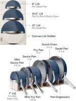Caraway 24-Piece Nonstick Ceramic Cookware Set - Includes Fry Pans, Sauce, Sauté Pan, Dutch Oven, Petite Cooker, Stir Fry, Rondeau, Stock Pot, Lids & Storage Organizers - Navy - Image 4