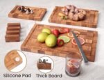 Bamboo Cutting Boards for Kitchen,Chopping Boards Set with Juice Groove,End Grain Bamboo Butcher Block,Serving Board with Holder(3 Pcs) - Image 5