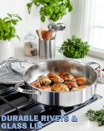 Cooks Standard 5.5-Quart Multi-Ply Clad Stainless Steel Deep Sauté Pan, 12-inch Frying Pan, Large Skillet with Lid Chef Induction Cookware, Stay-Cool Handle - Image 4