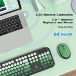 MOFII Wireless Keyboard and Mouse Combo, 2.4GHz Retro Typewriter Keyboard Full Size, Quiet Click Mouse, USB Receiver Plug and Play, for PC, Laptop, Desktop, Windows (Black Green Gradient) - Image 3