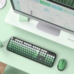MOFII Wireless Keyboard and Mouse Combo, 2.4GHz Retro Typewriter Keyboard Full Size, Quiet Click Mouse, USB Receiver Plug and Play, for PC, Laptop, Desktop, Windows (Black Green Gradient) - Image 6