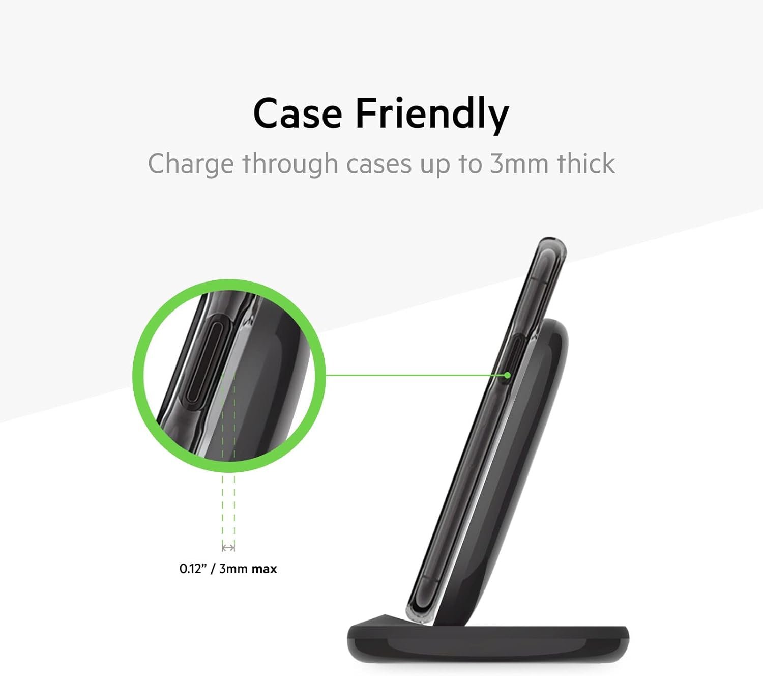 Belkin Quick Charge Wireless Charging Stand - 15W Qi-Certified Charger Stand for iPhone, Galaxy, Pixel & More, Charge While Listening to Music, Video Streaming, & Video Calling - Black (No PSU) - Image 3