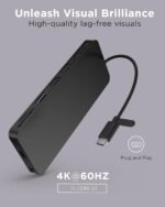 Lenovo USB-C Slim Travel Dock, 8 Ports, Up to 65W PD Pass Through, Integrated USB-C Cable, 4K Display Support, Black - Image 4