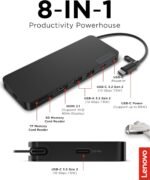 Lenovo USB-C Slim Travel Dock, 8 Ports, Up to 65W PD Pass Through, Integrated USB-C Cable, 4K Display Support, Black - Image 5