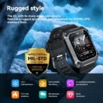 Rugged Men's Smartwatch - 1.83' Big Screen Blood Pressure Fitness Tracker, Bluetooth Call (Answer/Dial) IP69K Waterproof Health Monitor Running Smartwatch for iPhone Android - Image 3
