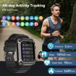 Rugged Men's Smartwatch - 1.83' Big Screen Blood Pressure Fitness Tracker, Bluetooth Call (Answer/Dial) IP69K Waterproof Health Monitor Running Smartwatch for iPhone Android - Image 4