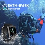 Rugged Men's Smartwatch - 1.83' Big Screen Blood Pressure Fitness Tracker, Bluetooth Call (Answer/Dial) IP69K Waterproof Health Monitor Running Smartwatch for iPhone Android - Image 6