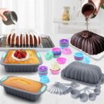 Tongjude 72 Pieces Silicone Bakeware Set, Nonstick Baking Pans Set, Easy Release Oven Silicone Pan for Kitchen with Cake Pans, Loaf Pans, Baking Cups, Measuring Cups and Spoons Set, Grey - Image 5