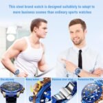 Men's Smart Watch Round HD 1.53" Gold Blue Smart Watches for Men, Multiple Sports Modes, Bluetooth Voice Call. Available for iOS and Android (Blue Steel) - Image 5