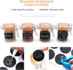 1.7 oz Mini Glass Spice Jars with Labels, Small Stash Jars with Airtight Hinged Lid, 12 Pack Empty Spice Bottles with Rubber Gasket for Herb Tea Seasoning Storage - Image 3