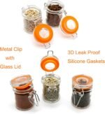 1.7 oz Mini Glass Spice Jars with Labels, Small Stash Jars with Airtight Hinged Lid, 12 Pack Empty Spice Bottles with Rubber Gasket for Herb Tea Seasoning Storage - Image 5