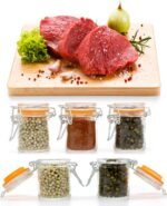 1.7 oz Mini Glass Spice Jars with Labels, Small Stash Jars with Airtight Hinged Lid, 12 Pack Empty Spice Bottles with Rubber Gasket for Herb Tea Seasoning Storage - Image 6