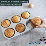 Nonstick jumbo Muffin Pans 6 Cups，2 Pack Extra Large Cupcake Tins for Baking，Premmium Non-stick Coating for Non-Toxic,Heavy Duty Carbon Steel, 3.5 dia,Deep Muffin Tray - Image 4