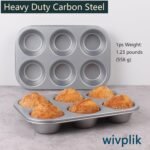 Nonstick jumbo Muffin Pans 6 Cups，2 Pack Extra Large Cupcake Tins for Baking，Premmium Non-stick Coating for Non-Toxic,Heavy Duty Carbon Steel, 3.5 dia,Deep Muffin Tray - Image 6
