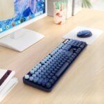Wireless Keyboard and Mouse Combo, Retro Typewriter Keyboard with Round Keycaps, Full-Size Ergonomic, Blue, Ideal for Windows PC, Home, Office, and College, Wireless Keyboard Mouse Combo - Image 5