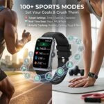 Health Fitness Tracker Watch for Men Women, 1.47" HD, 24/7 Heart Rate, Blood Oxygen, Sleep Monitor, 100+ Sports Modes, IP68 Water Resistant Pedometer, Compatible with Android & iOS- Black - Image 3