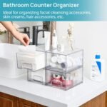 Vtopmart 4 Pack Small Clear Stackable Storage Drawers,Acrylic Bathroom Makeup Organizer,Plastic Storage Bins For Vanity, Undersink, Kitchen Cabinets, Pantry, Home Organization - Image 4