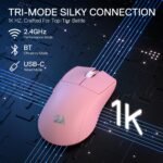 Redragon M916 PRO 3-Mode Wireless Gaming Mouse, 55G Ultra-Light 26K DPI Mouse w/Ergonomic Natural Grip Build, Full Programmable Buttons, Software Supports DIY Keybinds & DPI (1K Hz, Pink) - Image 3