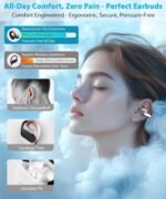 Ultra Open Ear Earbuds – Comfortable Clip-on Bone Conduction Headphones, Wireless Bluetooth Earphones with Waterproof Design, Over Ear Buds for Running and Sports, Mirror Black - Image 3