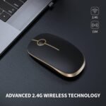 VssoPlor Wireless Mouse, 2.4G Slim Portable Computer Laptop Mouse with Nano Receiver Quiet Silent Optical Mice for Notebook, PC, Laptop, Computer-Black and Gold - Image 3