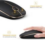 VssoPlor Wireless Mouse, 2.4G Slim Portable Computer Laptop Mouse with Nano Receiver Quiet Silent Optical Mice for Notebook, PC, Laptop, Computer-Black and Gold - Image 4