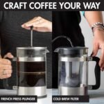 2-in-1 Coffee Maker, Make French Press Coffee and Cold Brew Coffee in One Coffee Maker, Comfort Grip Handle, Durable Glass Carafe, Perfect 6 Cup Size - Image 3