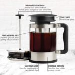 2-in-1 Coffee Maker, Make French Press Coffee and Cold Brew Coffee in One Coffee Maker, Comfort Grip Handle, Durable Glass Carafe, Perfect 6 Cup Size - Image 4