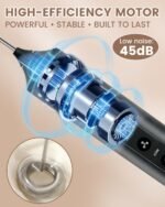 Rechargeable Electric Milk Frother Handheld, 3-Speed Drink Mixer with Detachable Stainless Steel Whisk for Coffee, Matcha, Latte, Cappuccino, and Protein Shakes, Black - Image 4