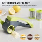 Cheese Grater with Handle, Kitchen Parmesan Cheese Grater with 2 Stainless Steel Drums, Rotary Cheese Graters Handheld for Grating and Shredding Hard Cheese, Chocolate - Image 3