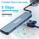 USB Hub 3.0,USB c hub,USB hub with Multiport Adapter, USB Splitter with 1xUSB 3.0,4xUSB2.0,2 x USB C,Hub for MacBook Pro/PC/Laptop/Tablet Devices (Grey 7in1) - Image 5