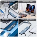 USB Hub 3.0,USB c hub,USB hub with Multiport Adapter, USB Splitter with 1xUSB 3.0,4xUSB2.0,2 x USB C,Hub for MacBook Pro/PC/Laptop/Tablet Devices (Grey 7in1) - Image 7