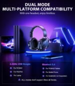 Wireless Gaming Headset for PS5, PS4, PC, 2.4GHz Low-Latency & Bluetooth 5.4 Gaming Headphone with Noise Canceling Mic, 50mm Drivers, 50H Battery Wireless Headset for Switch, Mobile, Mac - Image 5