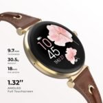 iTouch Bloom Smartwatch – 1.32” AMOLED Display, Bluetooth Calling, 60+ Sports Modes, Heart Rate, SPO₂, Sleep & Stress Monitor, IP68 Waterproof – Android & iOS (Gold/Brown w/PU Strap) - Image 3