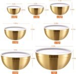 Gold Mixing Bowls with Airtight Lids, Stainless Steel Nesting Mixing Bowls Set of 7, Ideal for Baking, Prepping and Serving Food, Size 7, 3.6, 2.7, 2.1, 1.5, 1.1,0.8 QT, Stackable Design - Image 3
